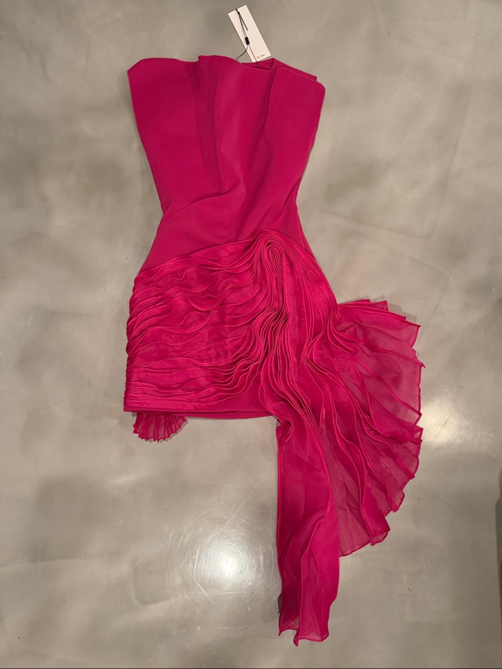 Acler Fuchsia Sculpted One-Shoulder Mini Dress - Picture 4 of 4